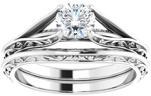 Sužadėtuvių Žiedas „Solitaire“ 585 Baltojo Aukso Round 5.2mm (8)