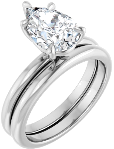 Sužadėtuvių Žiedas 585 Baltojo Aukso Pear Shape 10mm x 7mm (3)