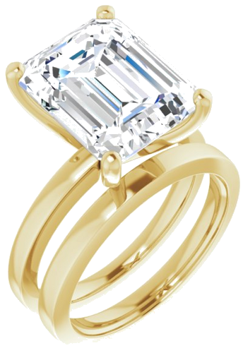 14K Yellow 12x10 mm Emerald Solitaire Engagement Ring Mounting (6)