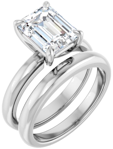 14K White 9x7 mm Emerald Solitaire Engagement Ring Mounting (6)