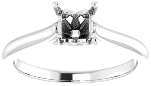 14K White 4.5 mm Square Solitaire Engagement Ring Mounting (3)