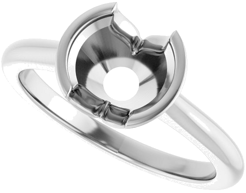 Sužadėtuvių Žiedas „Half Bezel Solitaire“ 950 Platinos Round 7.4mm (5)