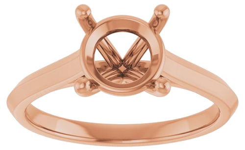 14K Rose 8 mm Round Solitaire Engagement Ring Mounting (3)