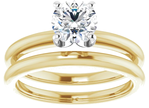 14K Yellow   White  6 mm Round Solitaire Engagement Ring Mounting (8)