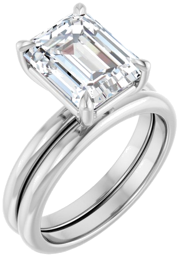 Sužadėtuvių Žiedas 585 Baltojo Aukso Emerald 10mm x 8mm (6)