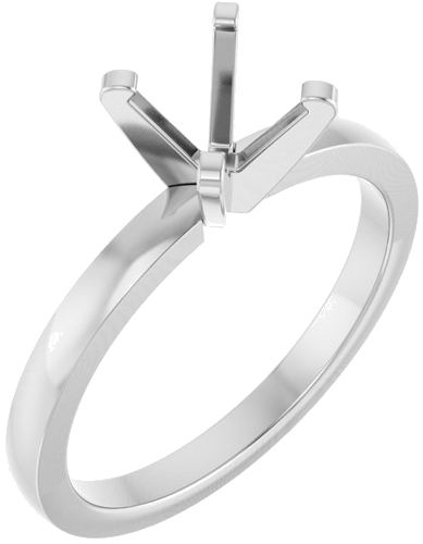 14K White 6-6.6 mm Round Solitaire Engagement Ring Mounting (1)