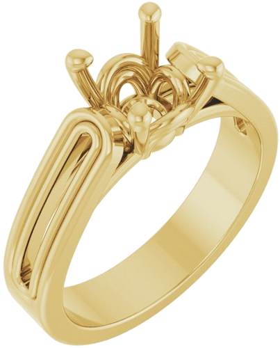 14K Yellow 8 mm Round Solitaire Engagement Ring Mounting (1)