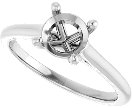Platinum  6.5 mm Round Solitaire Engagement Ring Mounting (5)