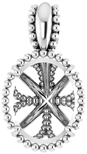 Pakabukas „Beaded“ 585 Baltojo Aukso Oval 10mm x 8mm (1)