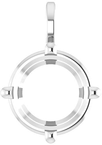 14K White 8.5 mm Round 4-Prong Pendant Mounting (1)