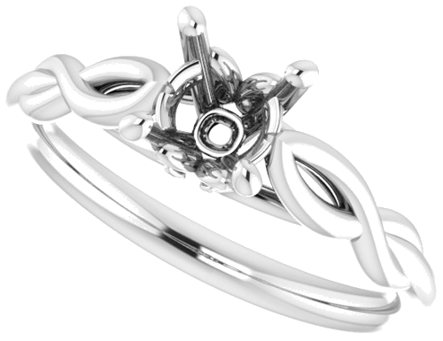 14K White  6 mm Round Solitaire Engagement Ring Mounting (5)