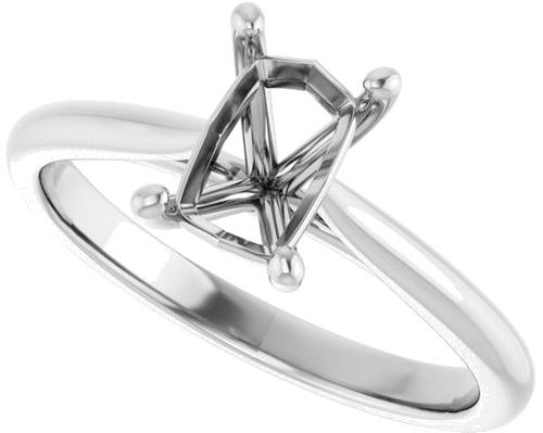 14K White 7x5 mm Emerald Solitaire Engagement Ring Mounting (5)