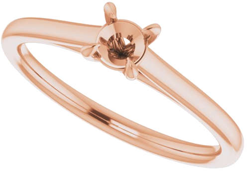 14K Rose  4.1 mm Round Solitaire Engagement Ring Mounting (5)