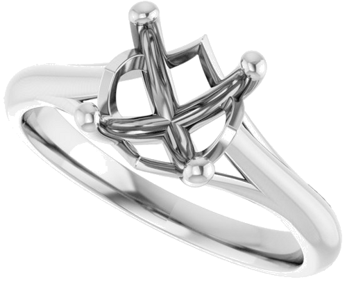 14K White 7 mm Cushion Solitaire Engagement Ring Mounting (5)