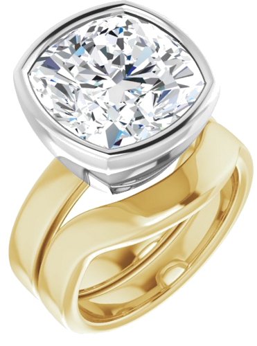 14K Yellow White 12 mm Cushion Solitaire Engagement Ring Mounting (6)