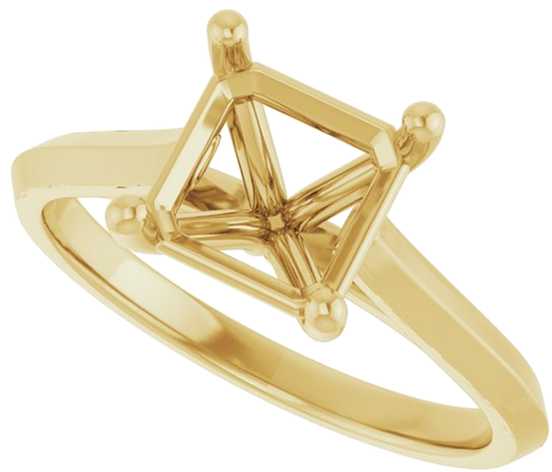 14K Yellow 7 mm Asscher Solitaire Engagement Ring Mounting (5)