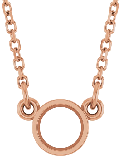 14K Rose 4.1 mm Round Bezel-Set Solitaire 18  Necklace Mounting (1)