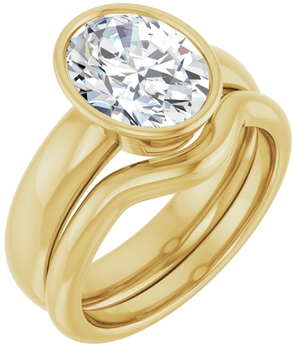 Sužadėtuvių Žiedas „Bezel-Set Solitaire“ 585 Geltonojo Aukso Oval 10mm x 8mm (6)