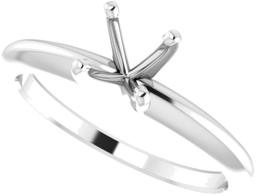 14K White 5.7-6 mm Round 4-Prong Comfort-fit Solitaire Ring Mounting (5)
