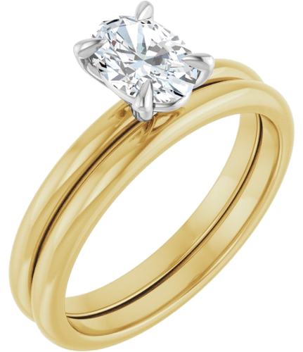 Sužadėtuvių Žiedas „Solitaire“ 585 Baltojo Ir Geltonojo Aukso Oval 7mm x 5mm (6)