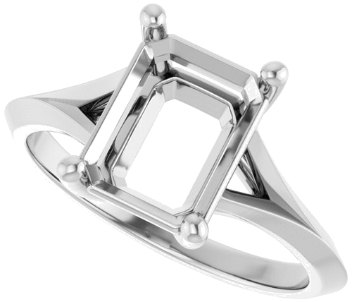 Sužadėtuvių Žiedas „Solitaire Split Shank“ 14k white gold Emerald 9mm x 7mm (5)