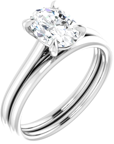 14K White  8x6 mm Oval Solitaire Engagement Ring Mounting (6)