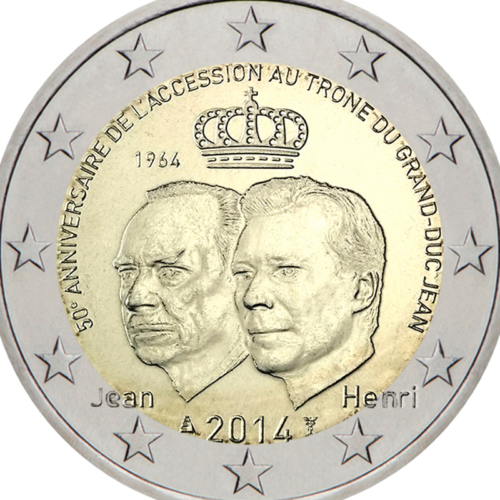 2014 Luksemburgas lielhercogs Žans 2 eiro monēta (2)