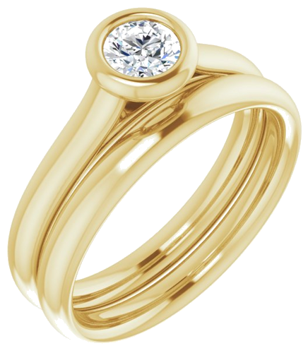 Sužadėtuvių Žiedas „Bezel-Set Solitaire“ 585 Geltonojo Aukso Round 4.4mm (6)