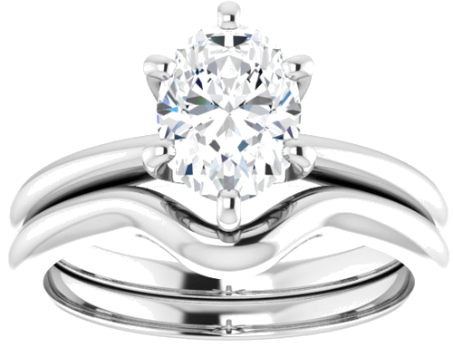 14K White  8x6 mm Oval Solitaire Engagement Ring Mounting (8)