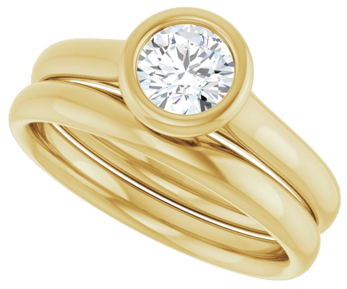 Sužadėtuvių Žiedas „Bezel-Set Solitaire“ 585 Geltonojo Aukso Round 5.2mm (10)