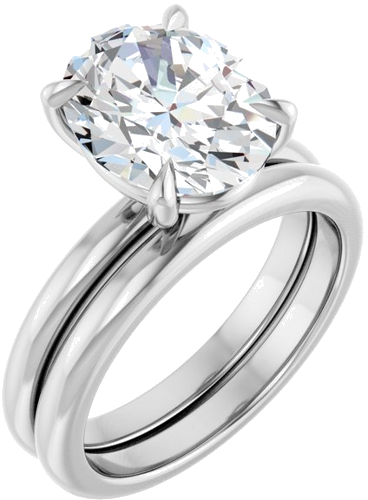 14K White 11x9 mm Oval Solitaire Engagement Ring Mounting (6)