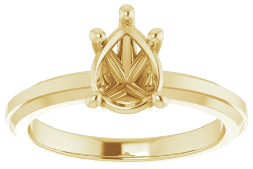 14K Yellow 8x6 mm Pear Solitaire Engagement Ring Mounting (3)
