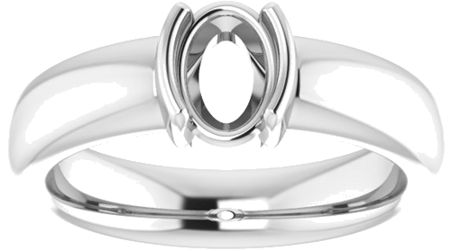 14K White 7 x 5 mm Oval Half Bezel Solitaire Engagement Ring Mounting (3)