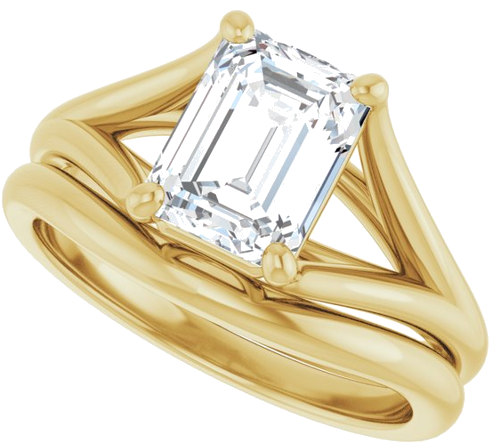 Sužadėtuvių Žiedas „Solitaire“ 585 Geltonojo Aukso Emerald 8mm x 6mm (10)