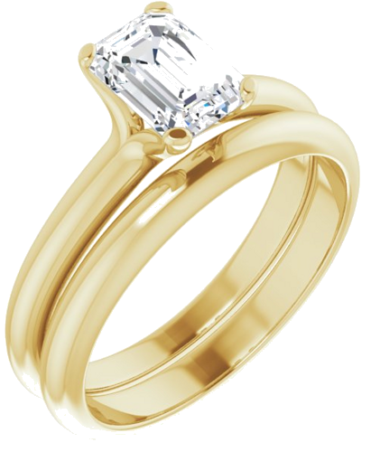 Sužadėtuvių Žiedas „Solitaire“ 585 Geltonojo Aukso Emerald 7mm x 5mm (6)