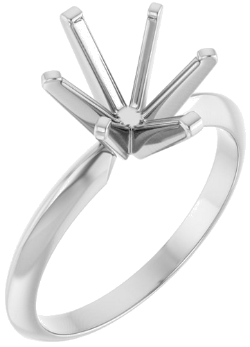 14K White 10x8 mm Oval 6-Prong Solitaire Engagement Ring Mounting (1)