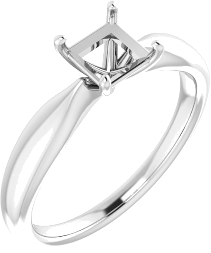 14K White  5 mm Square Solitaire Engagement Ring Mounting (1)