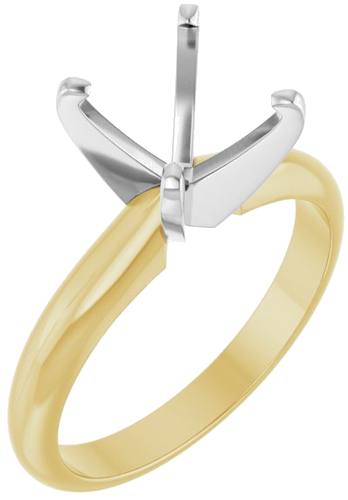 14K Yellow White 6.5x6.5 mm Square 4-Prong Light Solitaire Engagement Ring Mounting (1)