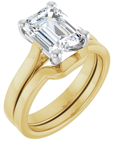 14K Yellow   White 9x7 mm Emerald Engagement Ring Mounting (6)