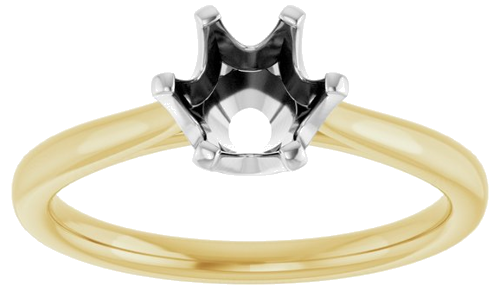 Sužadėtuvių Žiedas „Solitaire“ 585 Baltojo Ir Geltonojo Aukso Round 6.5mm (3)