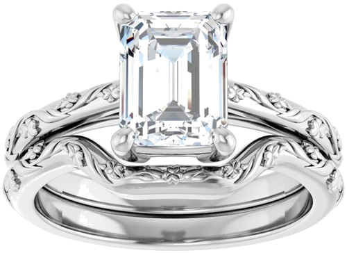 Sužadėtuvių Žiedas „Solitaire“ 950 Platinos Emerald 8mm x 6mm (8)