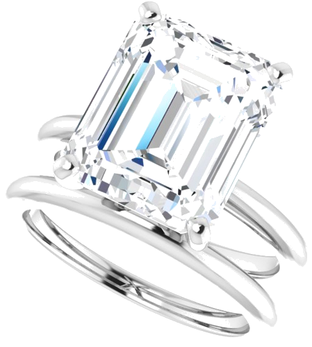 14K White  12x10 mm Emerald Solitaire Engagement Ring Mounting (10)