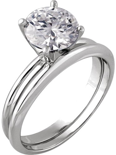 Sužadėtuvių Žiedas „Pre-Notched Solitaire“ 585 Baltojo Aukso Round 7.8mm x 8.6mm (5)