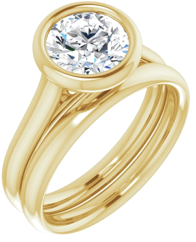 Sužadėtuvių Žiedas „Bezel-Set Solitaire“ 585 Geltonojo Aukso Round 7.4mm (6)