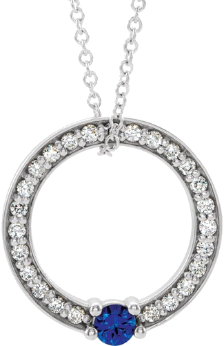 Sterling Silver 3 mm Round 1-Stone 1 4 CTW Lab-Grown Diamond Semi-Set Family Circle 16-18  Necklace (1)