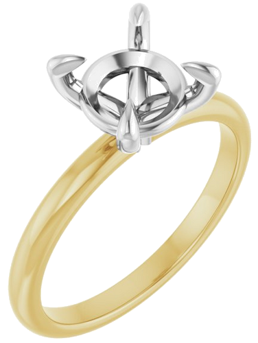 14K Yellow White 8 mm Round Engagement Ring Mounting (1)
