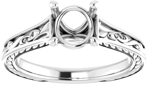 14K White  7 mm Round Solitaire Engagement Ring Mounting (3)