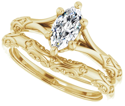 14K Yellow 8x4 mm Marquise Solitaire Engagement Ring Mounting (10)