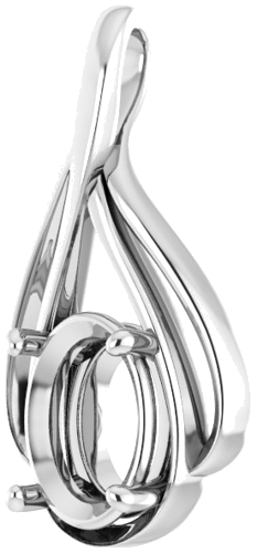 Pakabukas „Solitaire“ 585 Baltojo Aukso Oval 10mm x 8mm (2)