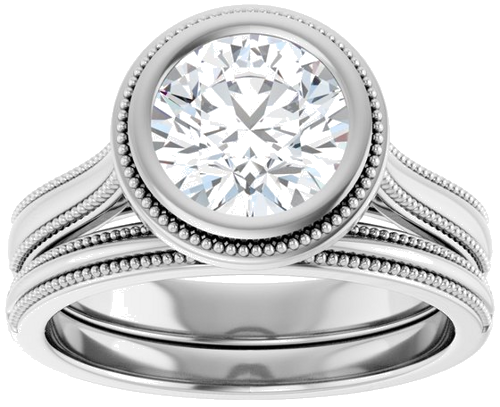 14K White 7.4 mm Round Engagement Ring Mounting (8)